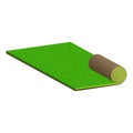 Lawn roll with brown soil.Turf roll of green grass. Royalty Free Stock Photo